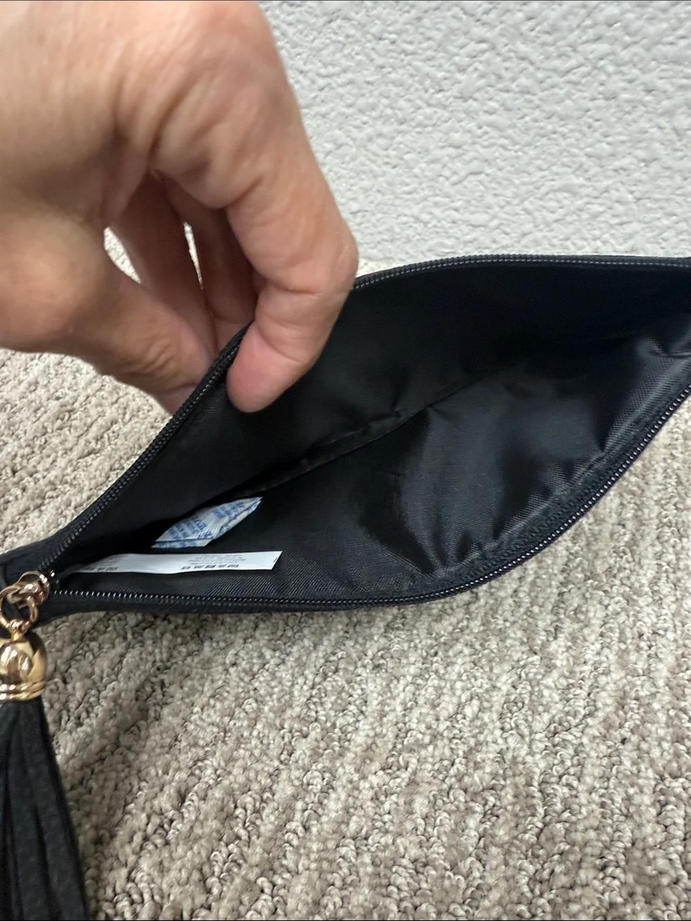 Zigi & Marais Black Pebbled Cosmetic Pouch with Tassel